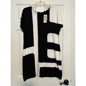 Alfani Modern Edge‎ Black/White Graphic S/S Dress -size Medium - 272